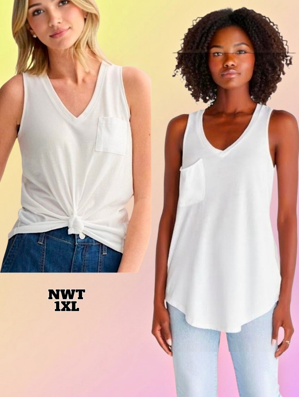 NWT Tank Top w Pocket Tie Or Untie 1XL